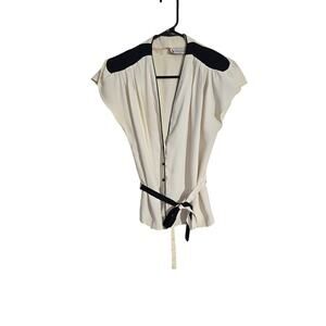 Vintage Cactus Blouse Cream Black Womens Size 13/14